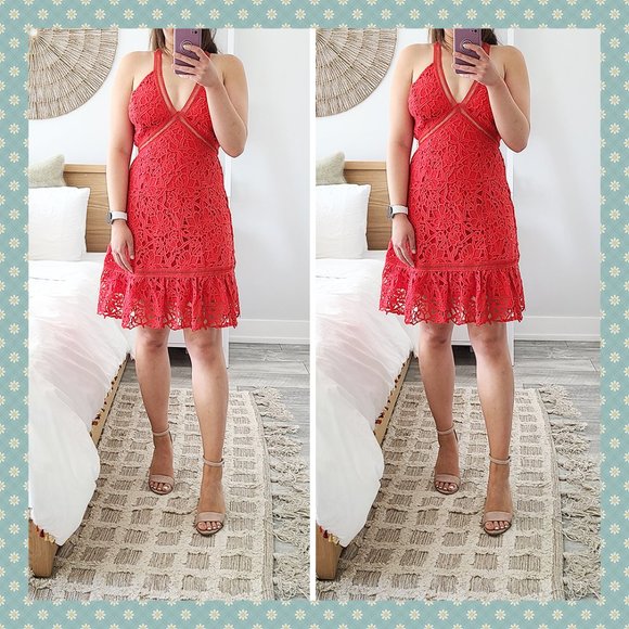 ASTR‎ THE LABEL Lattice Insert Sleeveless Lace Dress - Picture 1 of 8